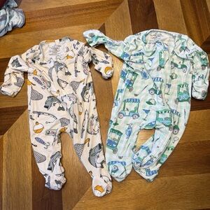 Caden Lane Kids One Piece Footies - Fish and Golf Prints bamboo Flaw